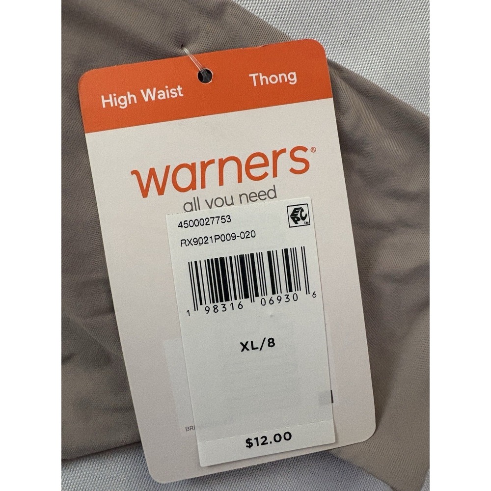 NEW Warners Thong Smooth It Over High Waist Thong 2 Pack Panty Size XLarge New - Picture 3 of 5